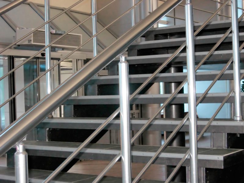 Modern metallic stairs (bright photo)